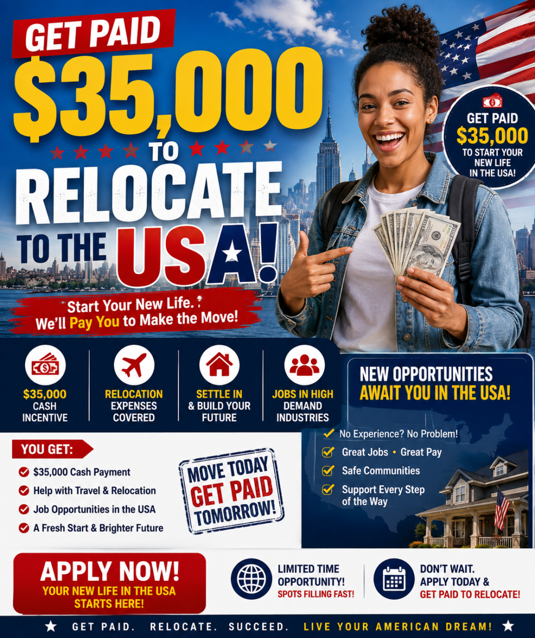 Get Paid $35,000 to Relocate to the USA